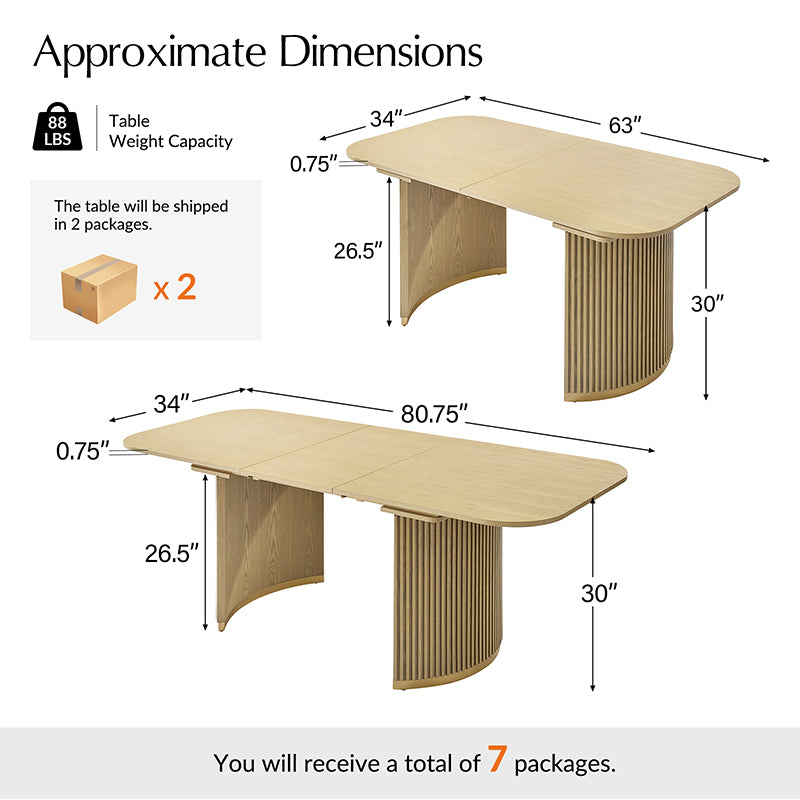 Dario 8-Piece Modern Light Luxury Dining Set with Extendable Table,Upholstered Chairs & Sideboard