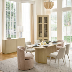 Dario 8-Piece Modern Light Luxury Dining Set with Extendable Table,Upholstered Chairs & Sideboard