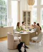 Dario 8-Piece Modern Light Luxury Dining Set with Extendable Table,Upholstered Chairs & Sideboard