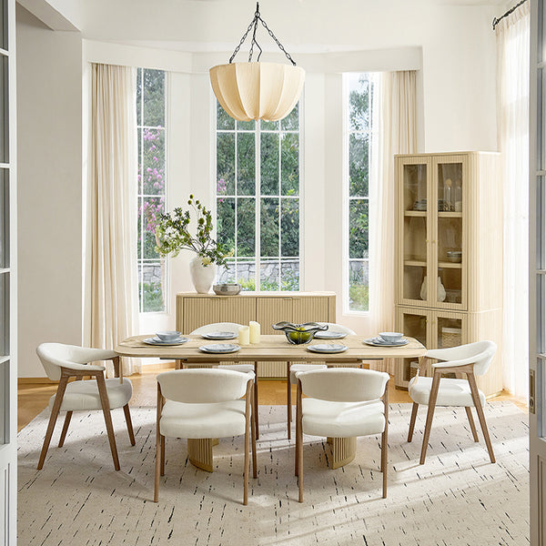 Josefina 8-Piece Modern Extendable Dining Set with Chairs and Buffet