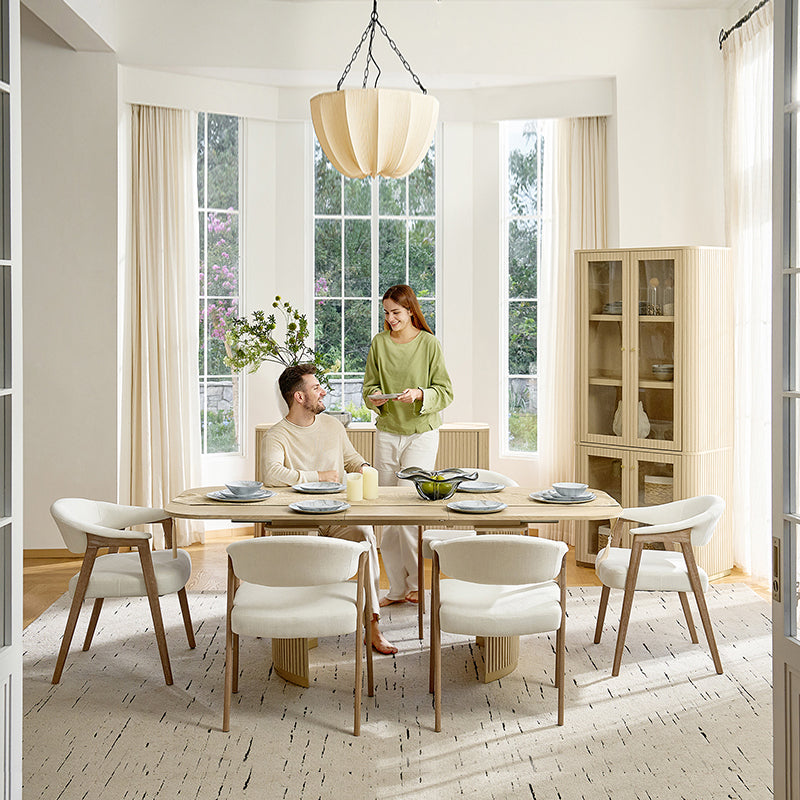 Josefina 8-Piece Modern Extendable Dining Set with Chairs and Buffet