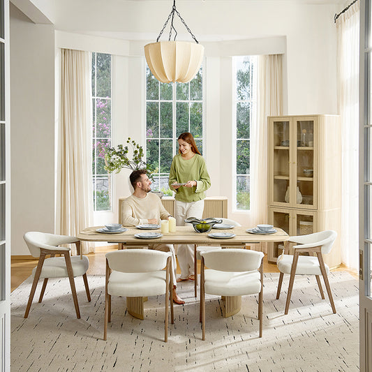 Josefina 8-Piece Modern Extendable Dining Set with Chairs and Buffet