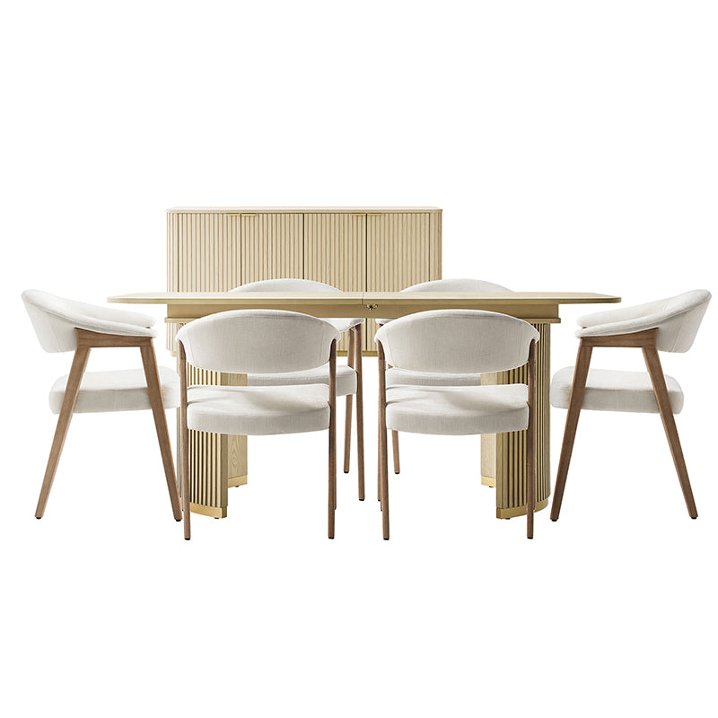 Josefina 8-Piece Modern Extendable Dining Set with Chairs and Buffet