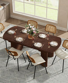 7-Piece Modern Space Saving Dining Table with Mid-Century Rattan Chairs Set