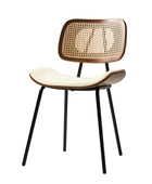 7-Piece Modern Space Saving Dining Table with Mid-Century Rattan Chairs Set