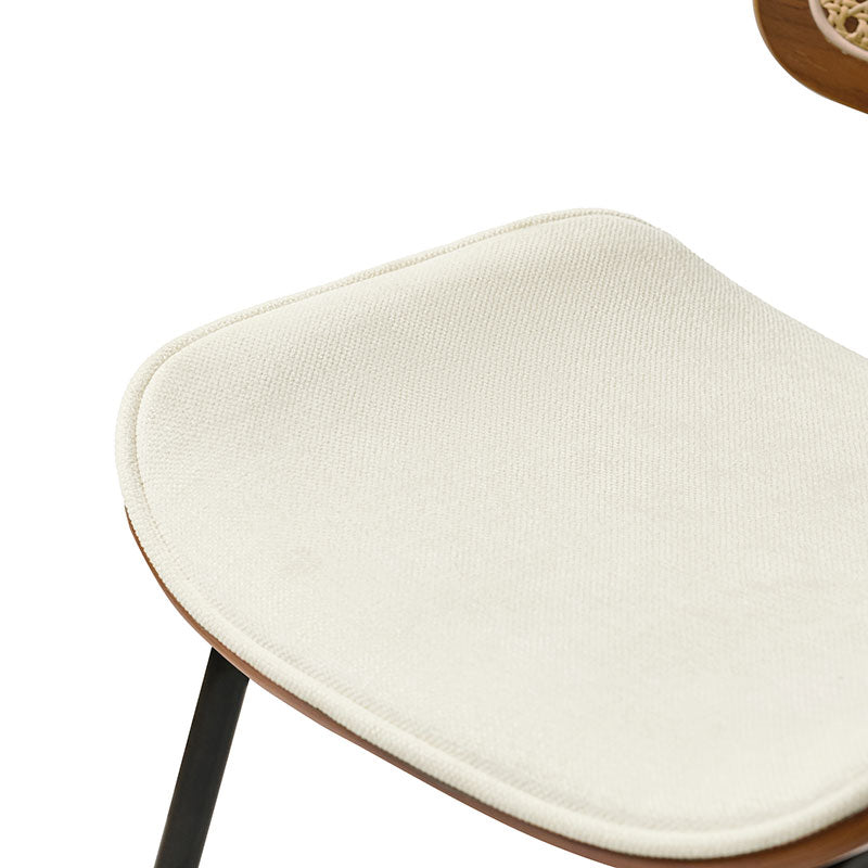 7-Piece Modern Space Saving Dining Table with Mid-Century Rattan Chairs Set