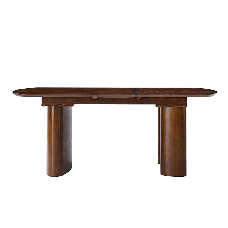 7-Piece Modern Space Saving Dining Table with Mid-Century Rattan Chairs Set