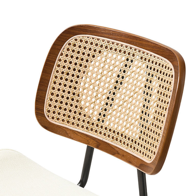 7-Piece Modern Space Saving Dining Table with Mid-Century Rattan Chairs Set