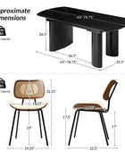 7-Piece Modern Space Saving Dining Table with Mid-Century Rattan Chairs Set