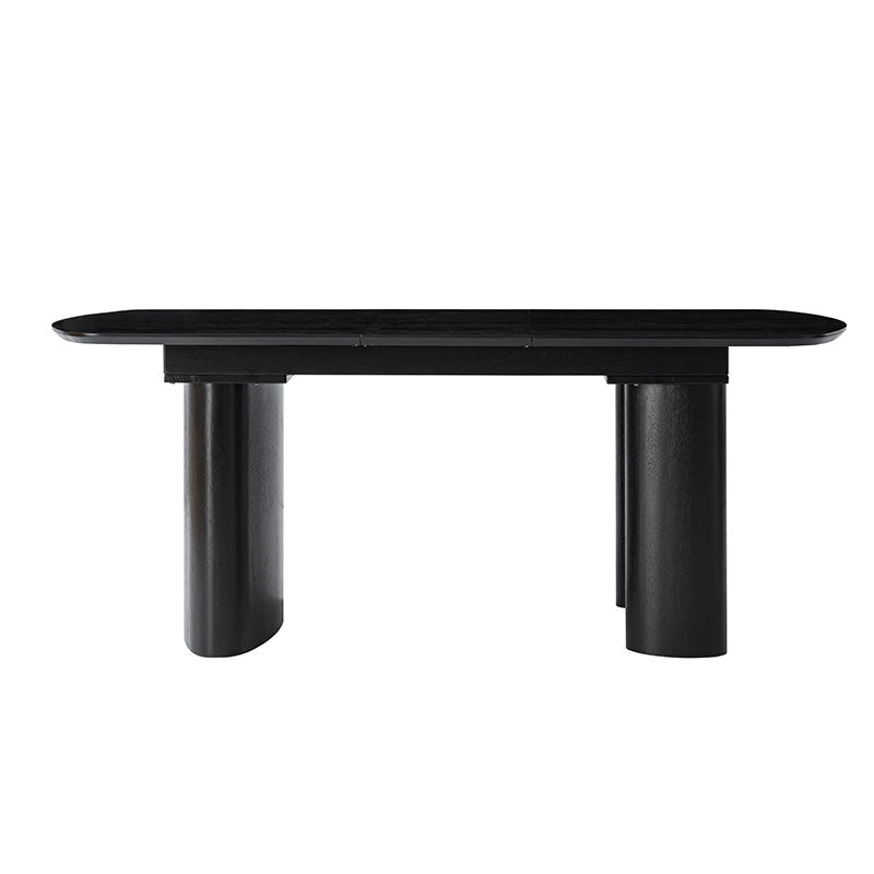 7-Piece Modern Space Saving Dining Table with Mid-Century Rattan Chairs Set