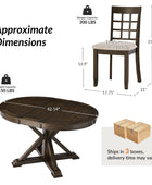 5-Piece American Country Extendable Round Dining Table with Solid Wood Chairs