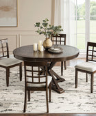 5-Piece American Country Extendable Round Dining Table with Solid Wood Chairs