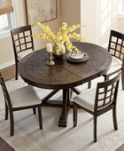 5-Piece American Country Extendable Round Dining Table with Solid Wood Chairs