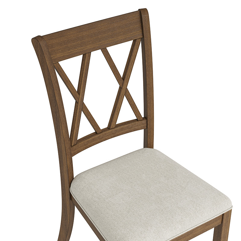 Josefina 7-Piece Modern Solid Wood Extendable Dining Table with Cross-Back Chairs