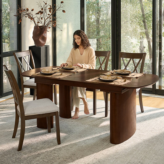 Josefina 7-Piece Modern Solid Wood Extendable Dining Table with Cross-Back Chairs