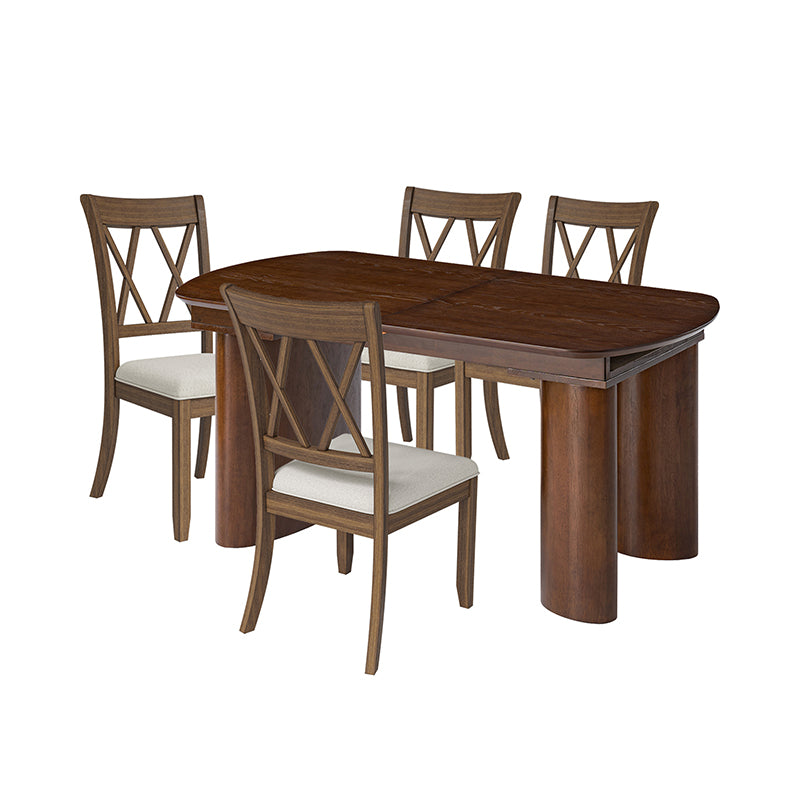 Josefina 7-Piece Modern Solid Wood Extendable Dining Table with Cross-Back Chairs