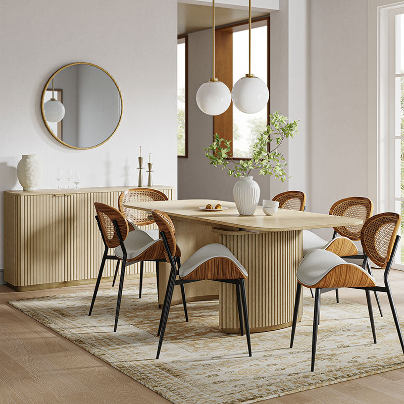 American Modern Fluted Space Saving Table and Chairs & Storage Cabinet Sets (Optional Types)