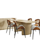 American Modern Fluted Space Saving Table and Chairs & Storage Cabinet Sets (Optional Types)