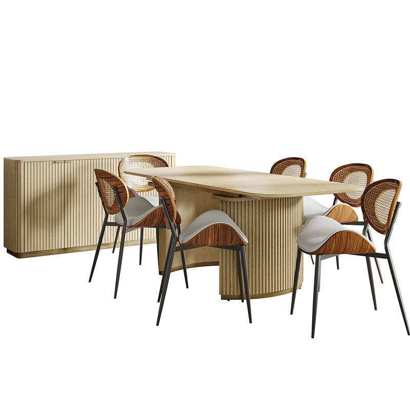 American Modern Fluted Space Saving Table and Chairs & Storage Cabinet Sets (Optional Types)