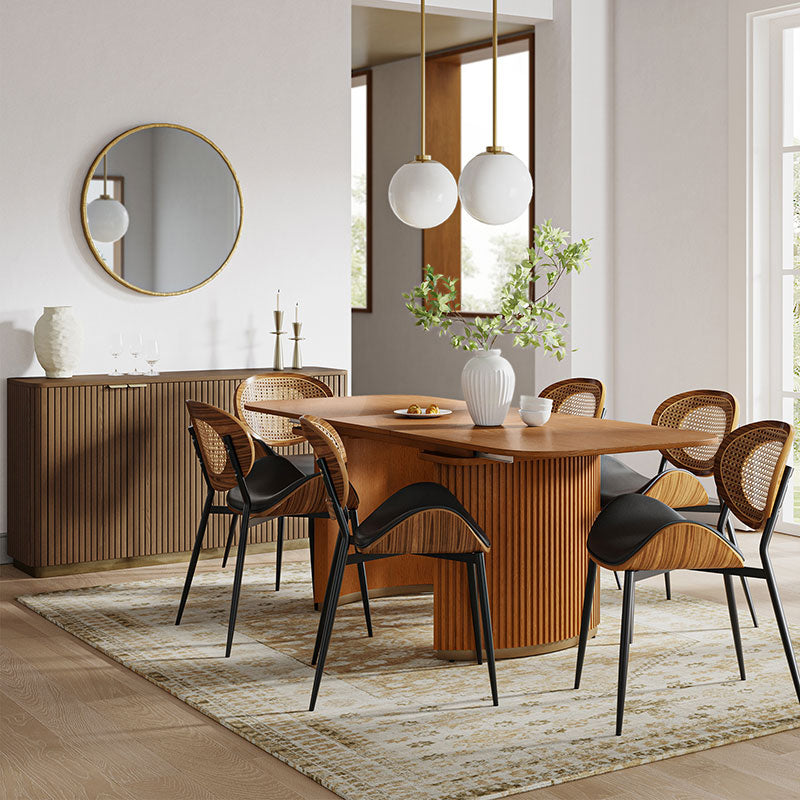 American Modern Fluted Space Saving Table and Chairs & Storage Cabinet Sets (Optional Types)