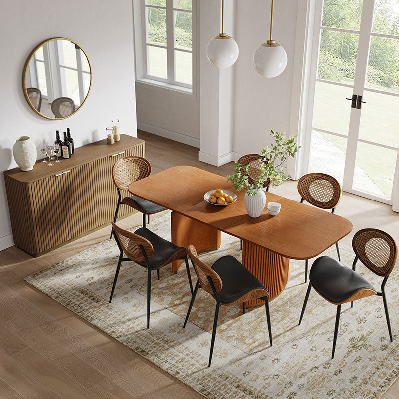 American Modern Fluted Space Saving Table and Chairs & Storage Cabinet Sets (Optional Types)