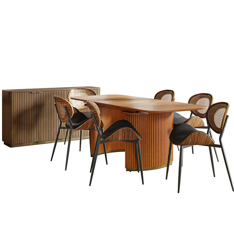 American Modern Fluted Space Saving Table and Chairs & Storage Cabinet Sets (Optional Types)