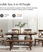 Casandra 6-Piece Transitional Multifunctional Extendable Dining Sets with Cross-Back Chairs and Solid Wood Bench