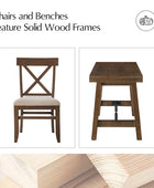 Casandra 6-Piece Transitional Multifunctional Extendable Dining Sets with Cross-Back Chairs and Solid Wood Bench