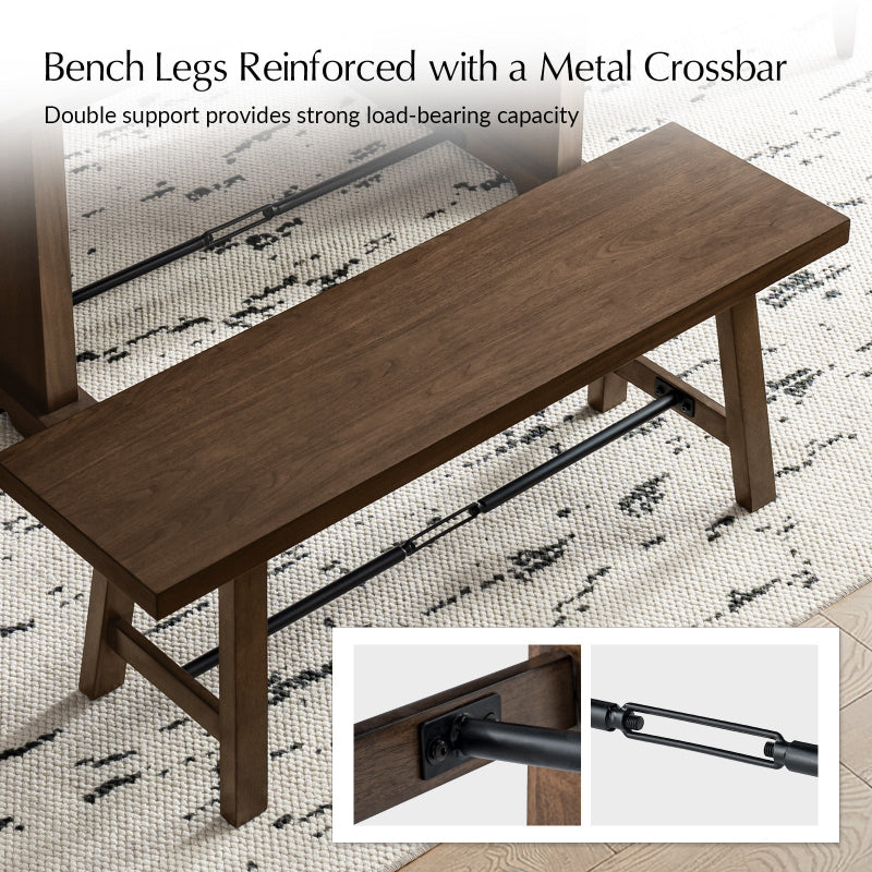 Casandra 6-Piece Transitional Multifunctional Extendable Dining Sets with Cross-Back Chairs and Solid Wood Bench