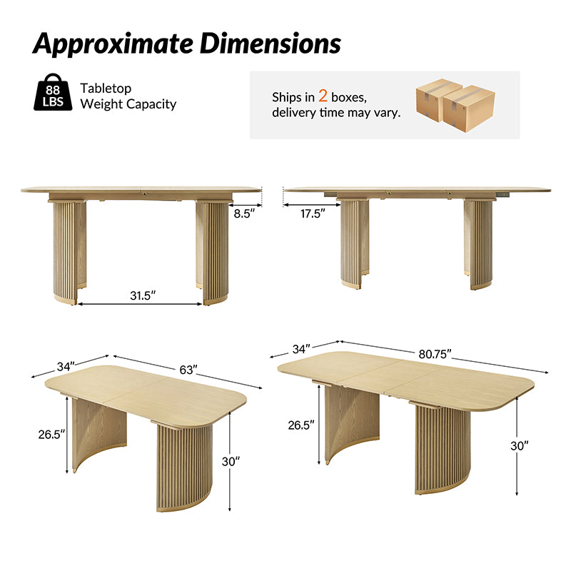 American Modern Fluted Extendable Multi-Functional Table
