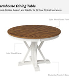 Filipa Rustic Farmhouse Solid Wood Round Dining Table