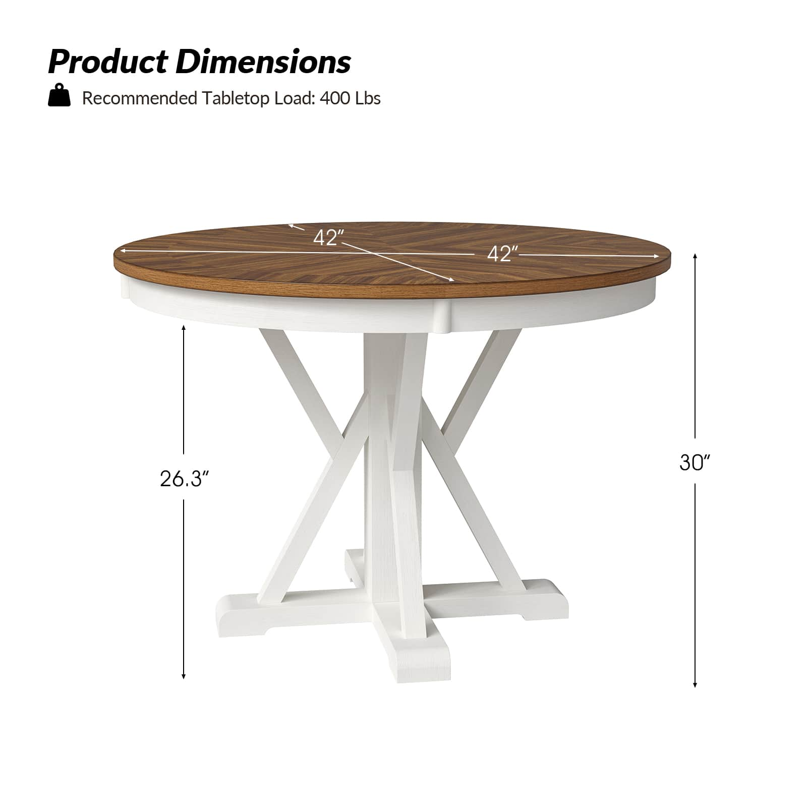 Filipa Rustic Farmhouse Solid Wood Round Dining Table