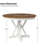 Filipa Rustic Farmhouse Solid Wood Round Dining Table