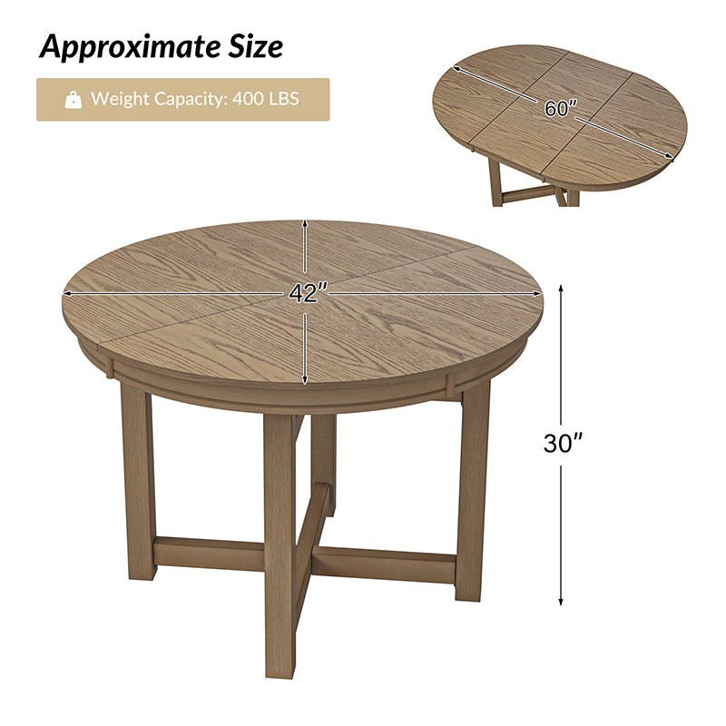 Marta Adjustable Dining Table with Rubber Wood Frame