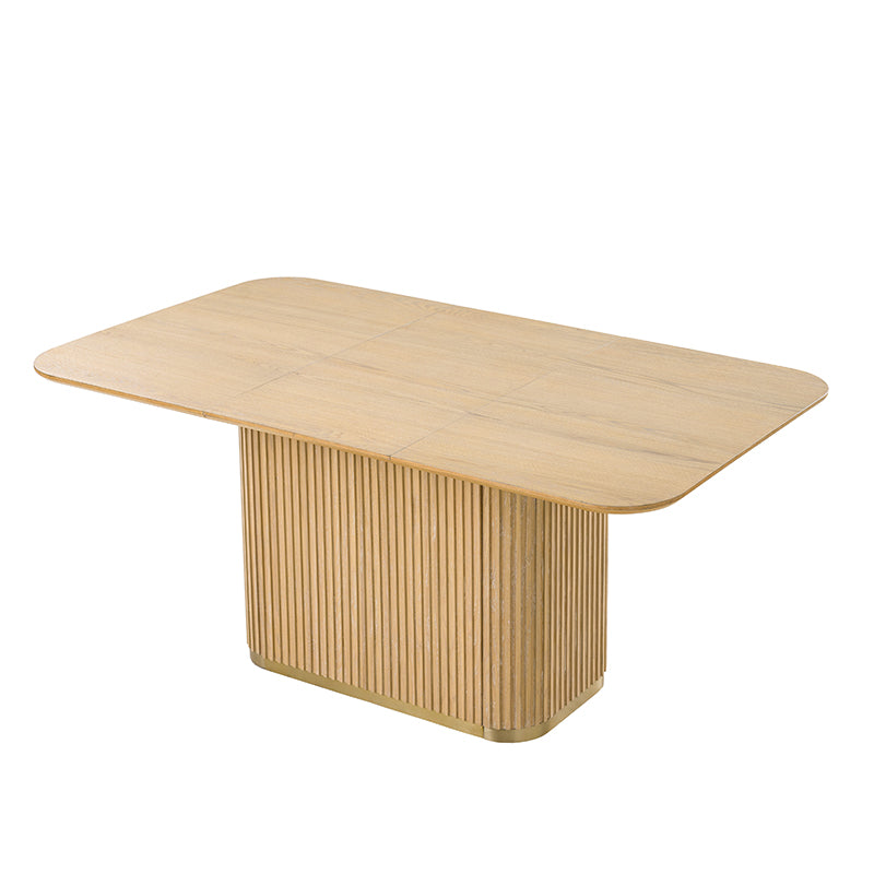 Sonia Modern Extendable Dining Table with Hidden Leaf & Grille Metal Base