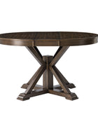 Gabriela Transitional Solid Wood Round Extension Dining Table with Hidden Leaf