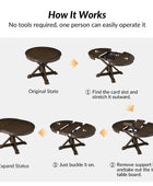 Gabriela Transitional Solid Wood Round Extension Dining Table with Hidden Leaf