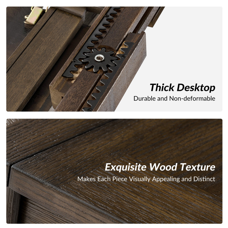 Gabriela Transitional Solid Wood Round Extension Dining Table with Hidden Leaf