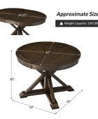 Gabriela Transitional Solid Wood Round Extension Dining Table with Hidden Leaf