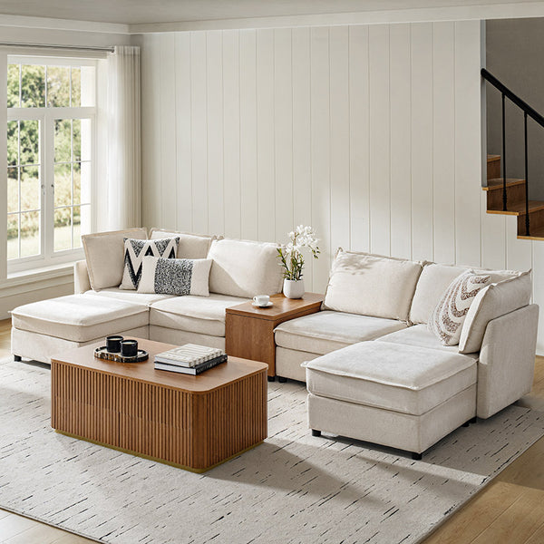 Harmetrix Large Modular Sectional Sofa Set with Storage – Soft Fabric Couch with Any Table & Coffee Table