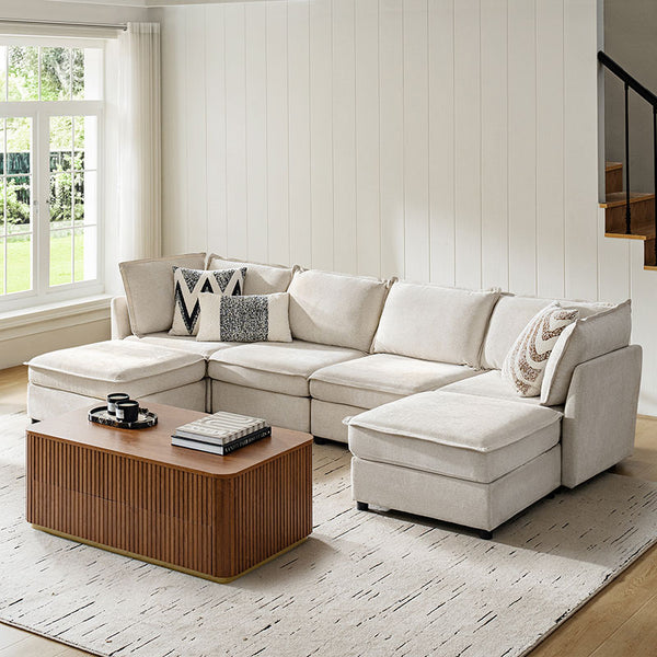 Harmetrix Large Modular Sectional Sofa Set with Storage – Soft Fabric Couch with Any Table & Coffee Table