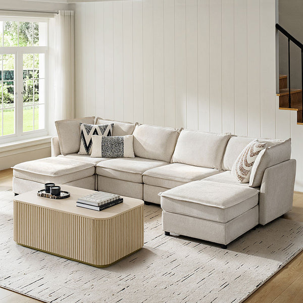 Harmetrix Large Modular Sectional Sofa Set with Storage – Soft Fabric Couch with Any Table & Coffee Table