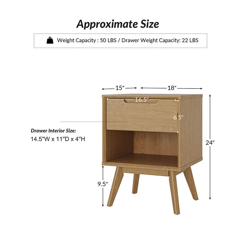 Gustavo Mid-century Modern Style Retro Nightstand