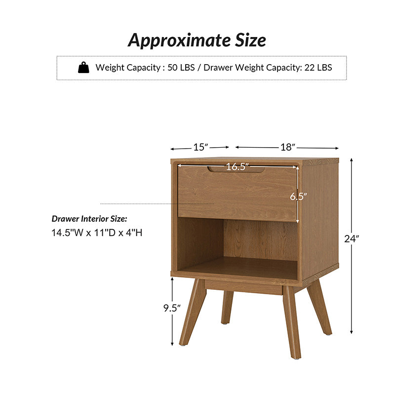 Gustavo Mid-century Modern Style Retro Nightstand