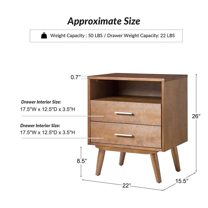 Hector Nightstand with Two USB Ports on the Back