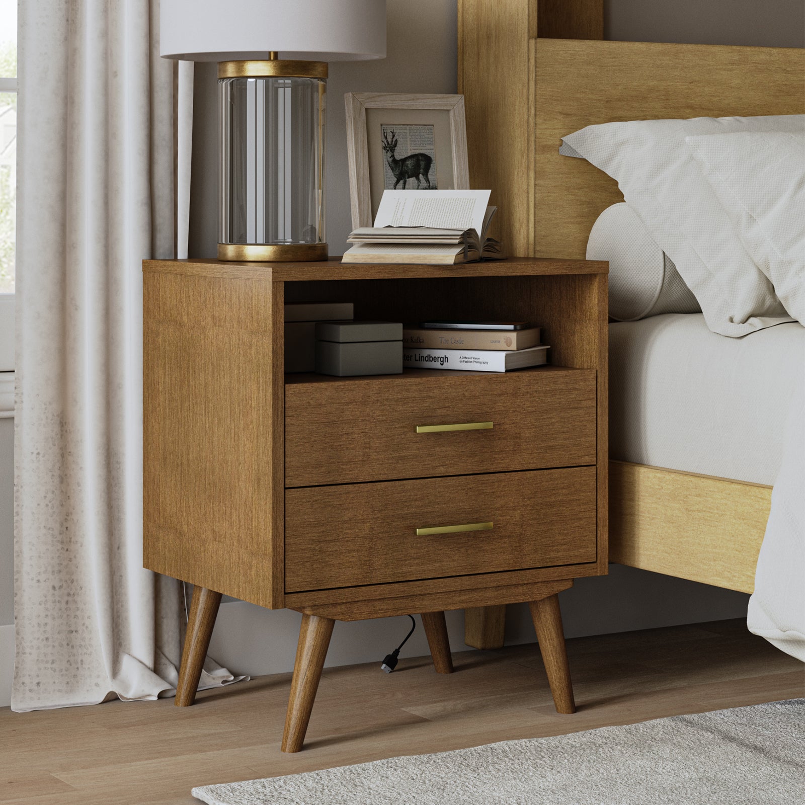 Hector Nightstand with Two USB Ports on the Back