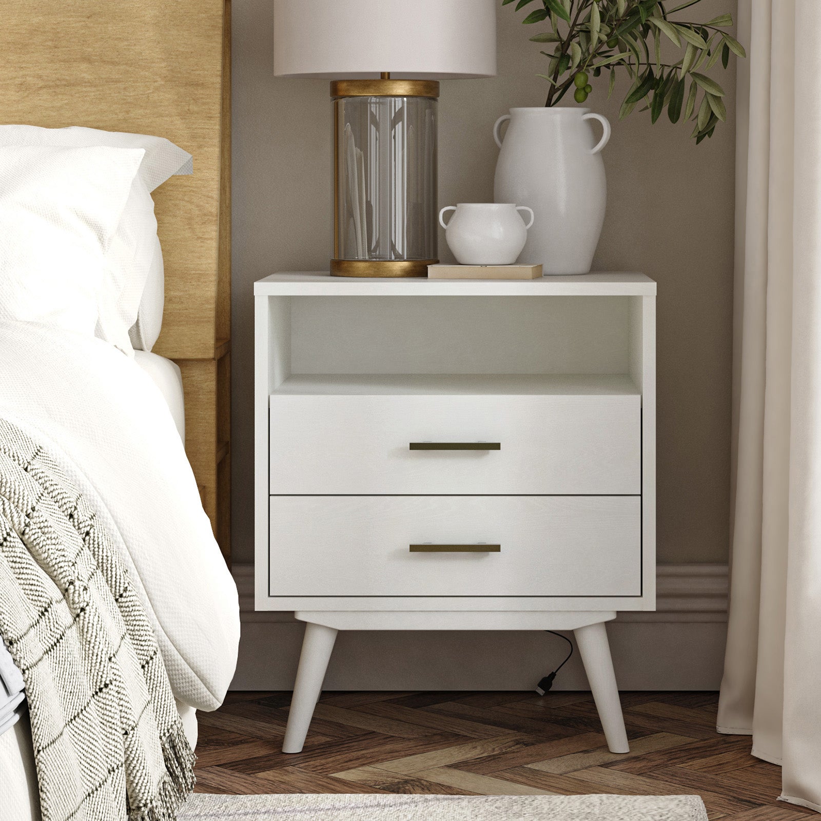 Hector Nightstand with Two USB Ports on the Back