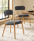 Sabina Modern Dining Chair with Wooden Legs & Metal Armrests ,Set of 2