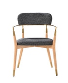 Sabina Modern Dining Chair with Wooden Legs & Metal Armrests ,Set of 2