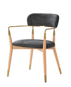 Sabina Modern Dining Chair with Wooden Legs & Metal Armrests ,Set of 2